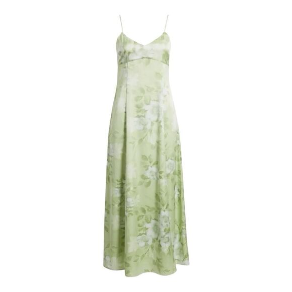 Wayf Mella Floral Cocktail Maxi Dress Satin Feel “Celery Bouquet” NWD US M - Picture 2 of 13
